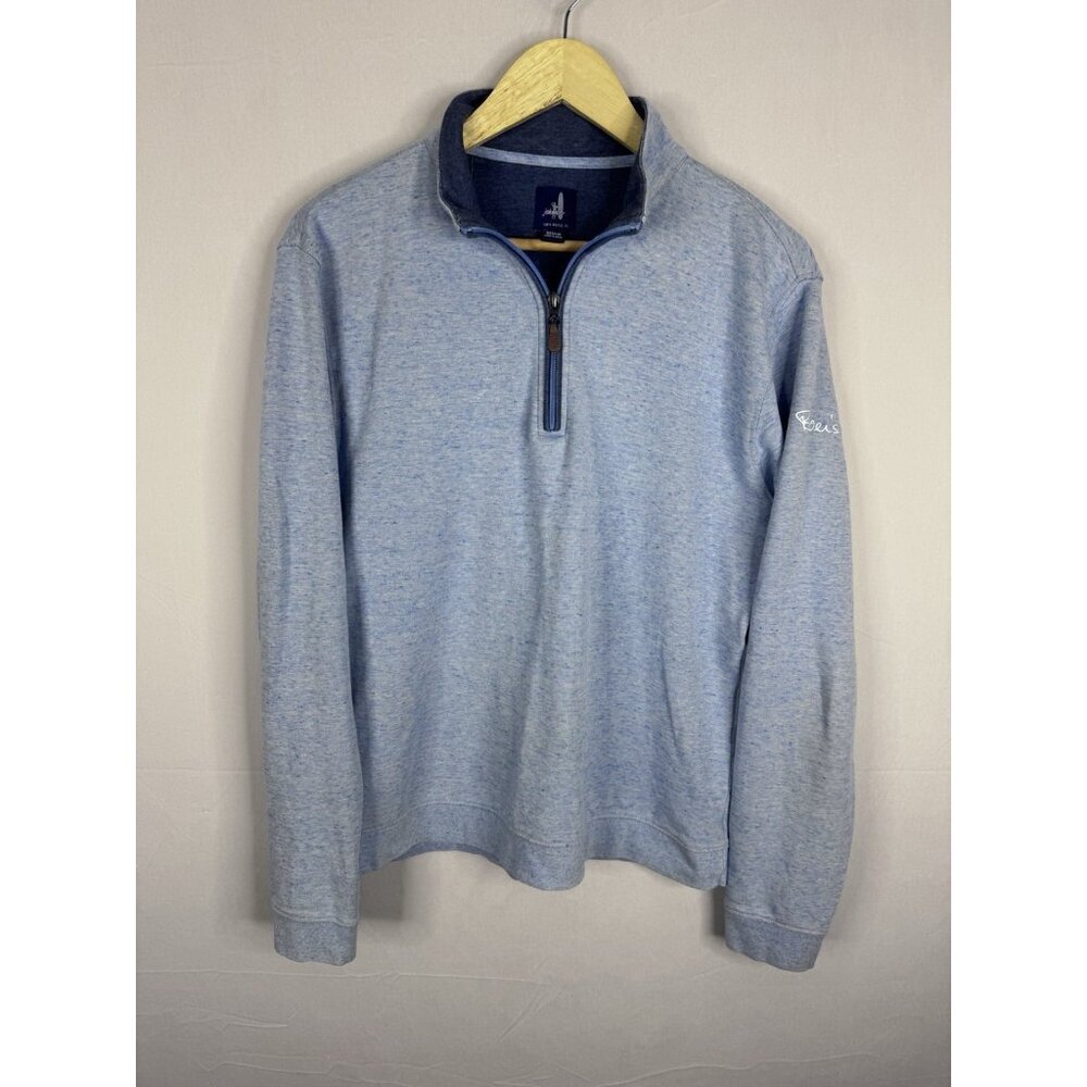 Johnnie-O Mens Medium Heather Blue 1/4 Zip Pullover Sweatshirt Casual Surf